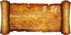 Bencz Szirén névjegykártya